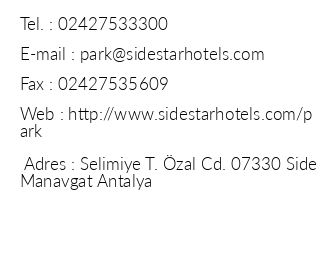 Side Star Park Hotel iletiim bilgileri